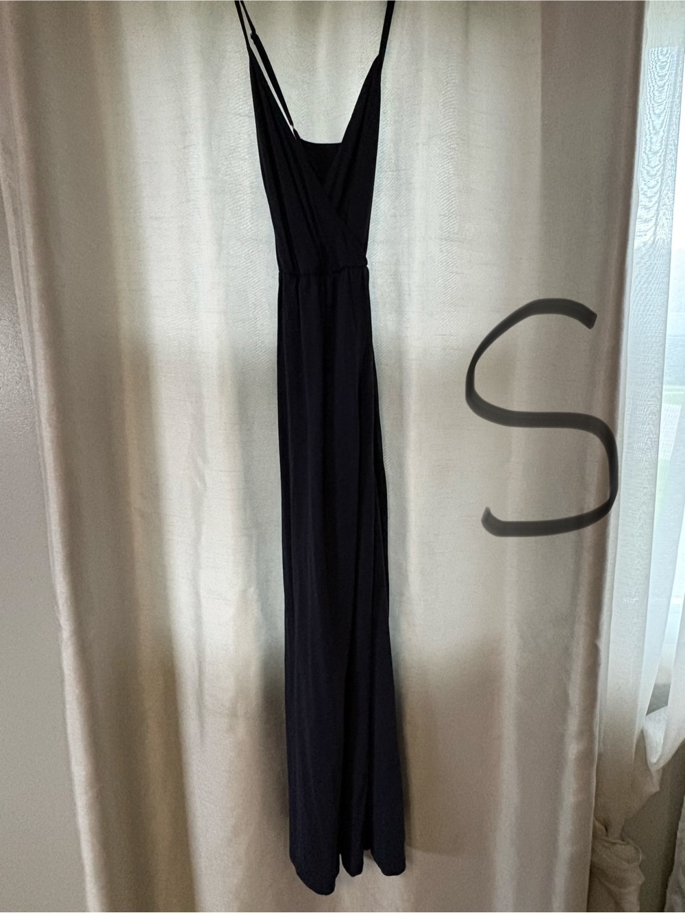 Black Maxi Slip Dress with Spaghetti Straps